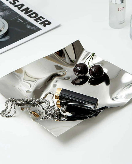 Chic Scandinavian Stainless Steel Tray - Ideal for Jewelry and Fruit Display