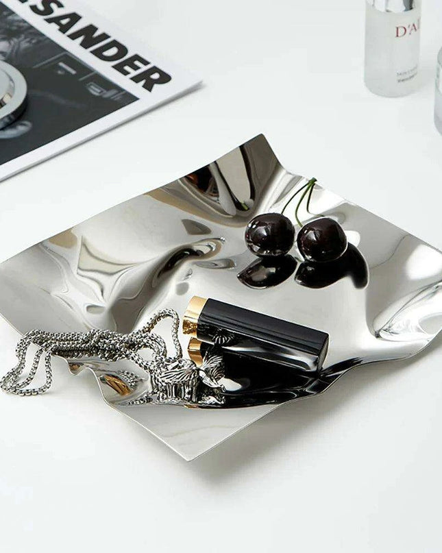Chic Scandinavian Stainless Steel Tray - Ideal for Jewelry and Fruit Display