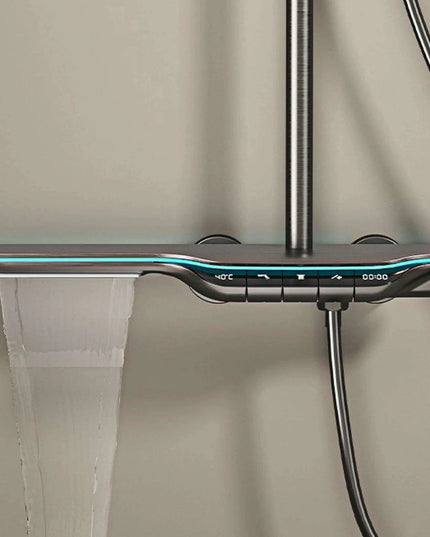 Digital Luxury Brass Gunmetal LED Shower System with Dual Control Faucet