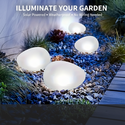 Solar Rock Garden Lights — Waterproof Outdoor Spotlight, Warm & Cool White