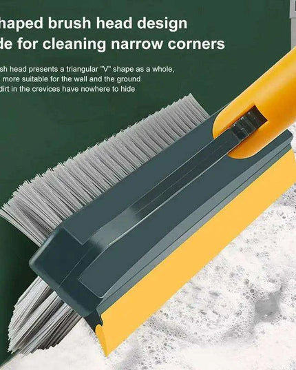 Versatile 3-in-1 V-Shaped Floor Scrub Brush with Adjustable Telescopic Handle for Superior Cleaning Performance