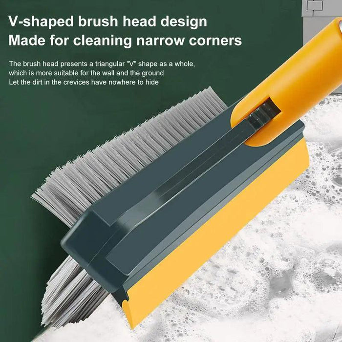 Versatile 3-in-1 V-Shaped Floor Scrub Brush with Adjustable Telescopic Handle for Superior Cleaning Performance
