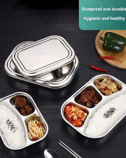 Partitioned Stainless Steel Lunch Plate Set - Elevate Your Dining Experience