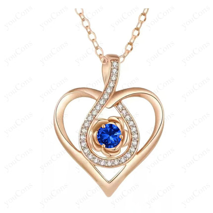 Birthstone Heart Pendant Necklace — Personalised Fine Jewellery Gift for Her