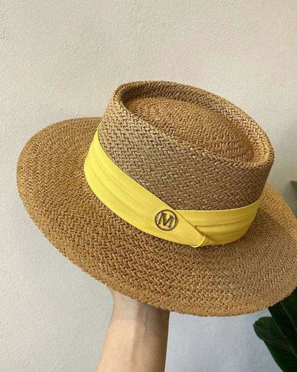 Chic Adjustable Wide Brim Straw Hat for Women - Stylish Sun Protection Beach Accessory Available in 50 Colors