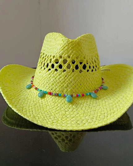 Lake Blue Western Cowboy Straw Hat Unisex with Adjustable Size