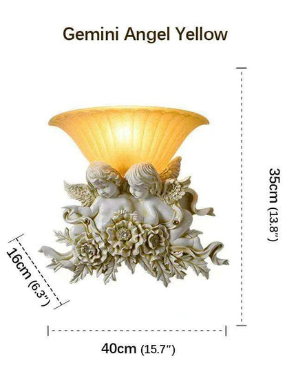 Charming Vintage Angel LED Wall Light - Contemporary Resin Home Accent Fixture