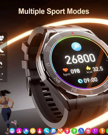 Stylish Bluetooth AMOLED Smartwatch with GPS & Music Storage - Complete Men's Set with Wireless Earbuds