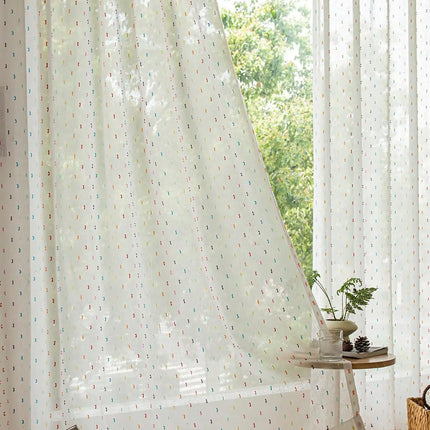Shop1105002855 Colorful 3D Embroidered Sheer Curtain - Lovely Design