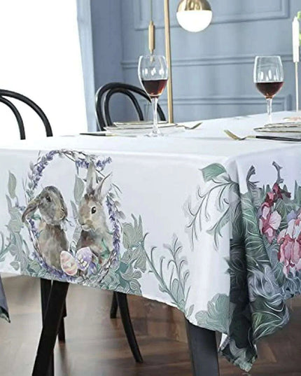 Easter Floral Bunny Spill-Resistant Table Cover for Spring Events and Weddings