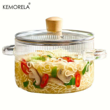 Multi-Functional 1.6L Heat-Resistant Glass Cookware Set for Soups, Porridge, and Noodles