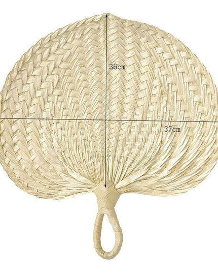Vintage Raffia Hand Fan - Artisan Bamboo Cooling Accessory for Elegant Summer Celebrations