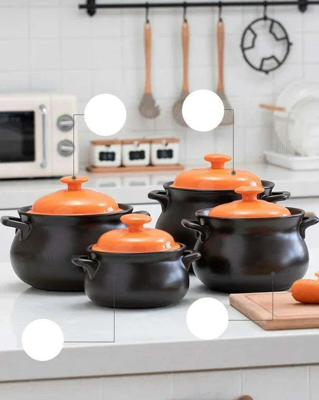 6L Traditional Chinese Clay Casserole Pot for Gas Stove Cooking - Authentic Stew Experience