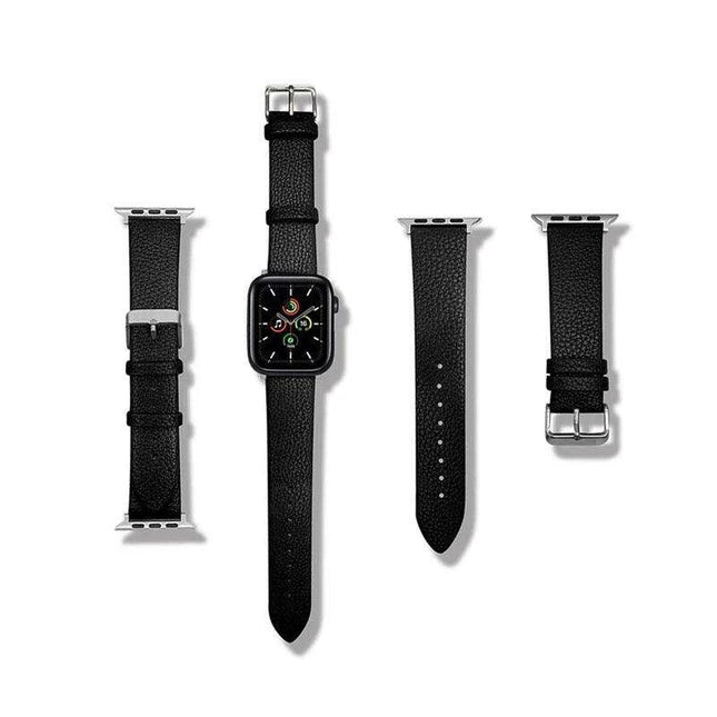 Crimson Glitter Leather Apple Watch Band - Luxe Sparkle Strap