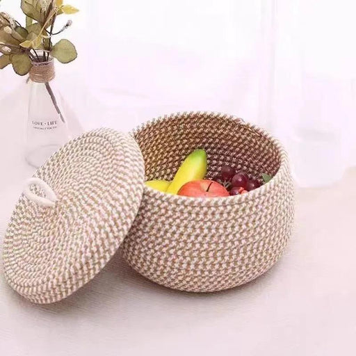 Elegant Khaki Cotton Basket Set: Chic Storage Solution for Stylish Home Organization