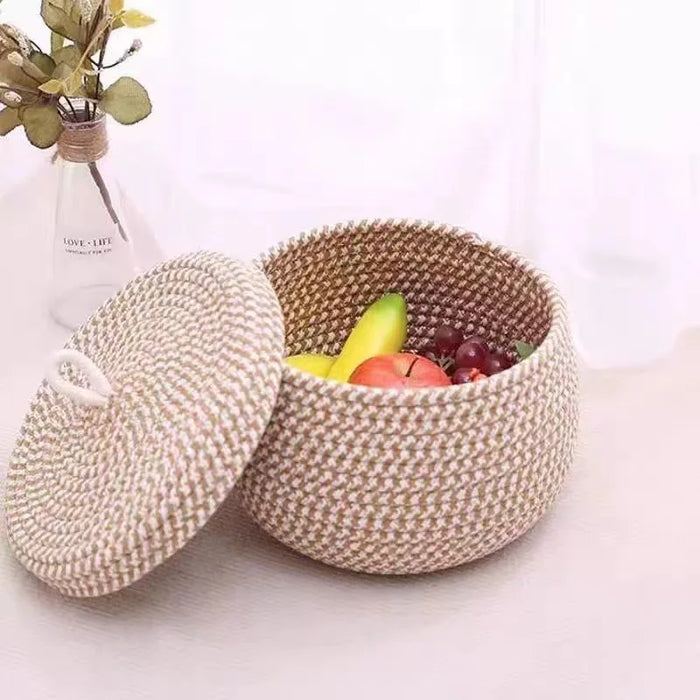 Sophisticated Khaki Cotton Basket Set: Stylish Storage Solution for a Tidy Home