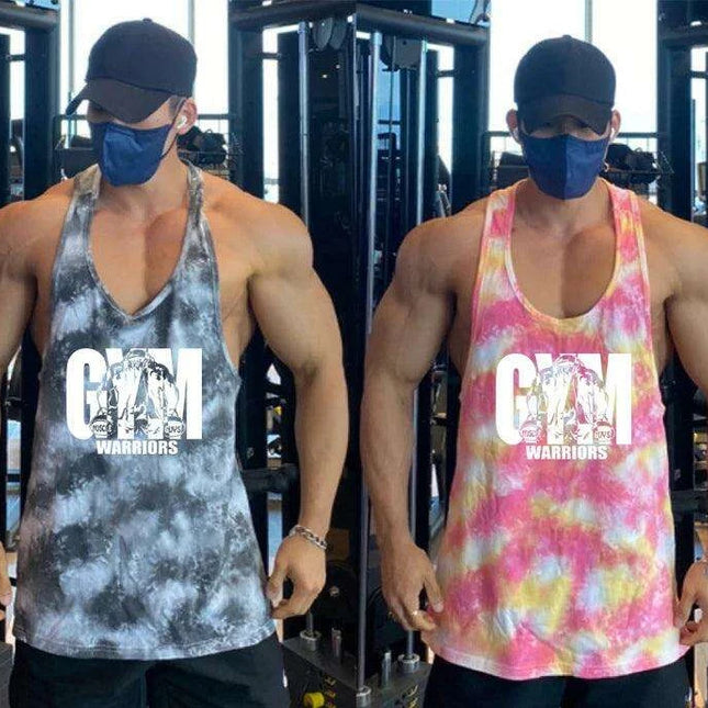 Men's Camouflage Y-Back Stringer Tank - Stylish Fitness Top for Gym and Bodybuilding