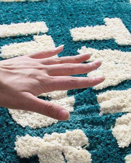 Stylish Tufted Letter Pattern Area Rug for Elegant Home Decor Enhancement