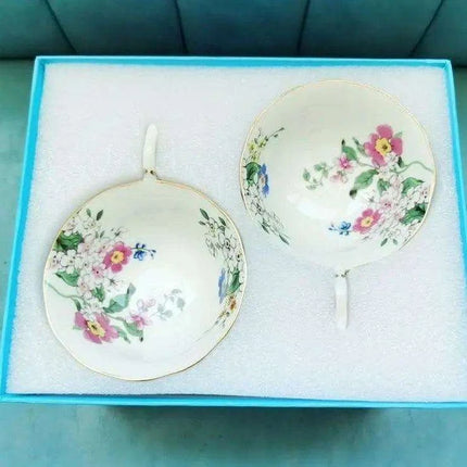 Opulent Midnight Blossom Crane Bone China Tea Set with Gold Accents