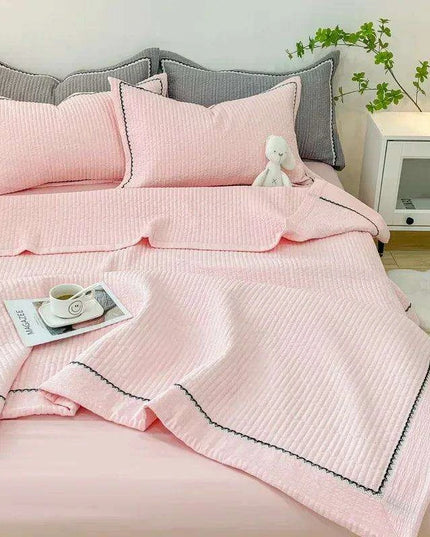 Elegant French-Style Summer Quilt Set with Bubble Yarn - Skin-Friendly
