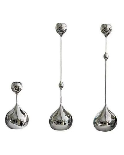 Contemporary Silver Teardrop Candle Holder for Elegant Home Decor