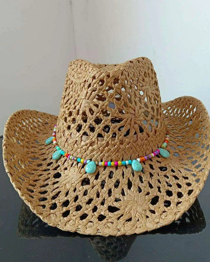 Lake Blue Western Cowboy Straw Hat Unisex with Adjustable Size