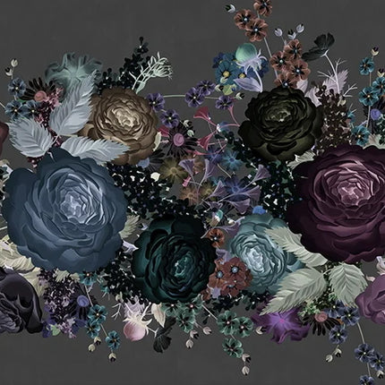 Dark Botanical Floral Mural Wallpaper — Custom Size | Très Élite