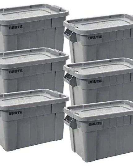Set of 6 Heavy-Duty Gray Storage Bins with Lids for Versatile Organization and Moving Solutions