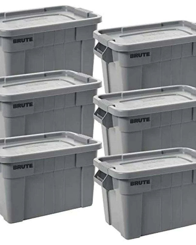 Set of 6 Heavy-Duty Gray Storage Bins with Lids for Versatile Organization and Moving Solutions