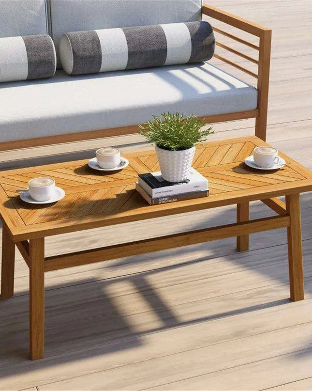 Elegant Acacia Wood Rectangular Coffee Table with Luxurious Walnut Finish for Contemporary Interiors