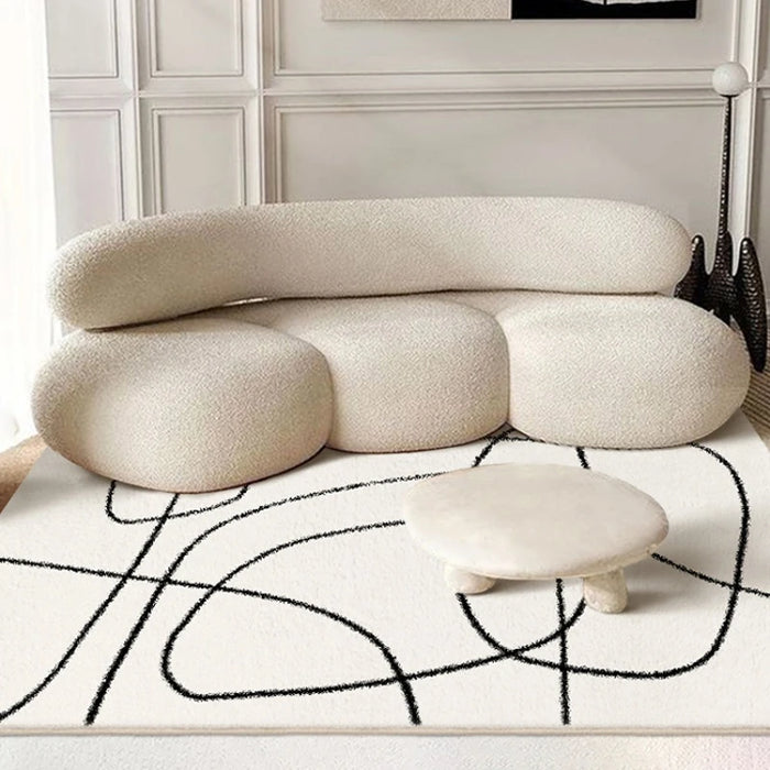 Elevate Your Living Space with the Plush Solid Color Line Rug: Experience Luxury and Elegance