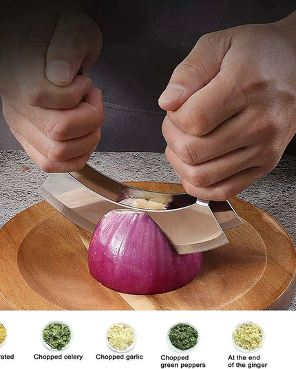 Elegant Acacia Wood Dual-Blade Mezzaluna Chopping Set for Effortless Culinary Mastery