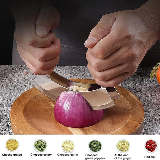 Elegant Acacia Wood Dual-Blade Mezzaluna Chopping Set for Effortless Culinary Mastery