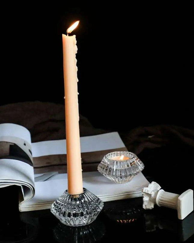 Elegant Double-Sided Glass Candle Holder - Ideal for Weddings and Special Occasions