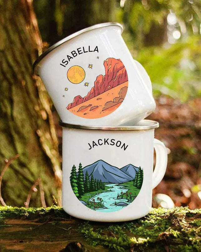 Customizable Enamel Camping Mugs for Memorable Outdoor Experiences - Personalized Coffee and Beer Cups