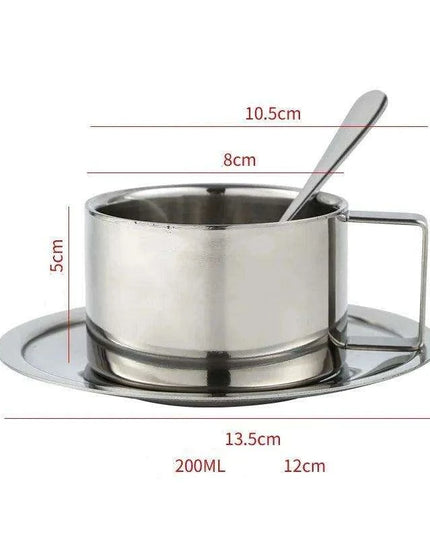 Sophisticated 304 Stainless Steel Coffee Mug Set with Saucer and Spoon