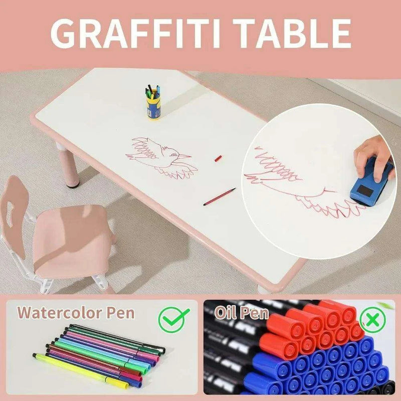 Vibrant Adjustable Kids Table and Chair Set - Perfect for Playrooms and Learning Environments