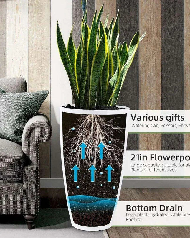 Eco-Friendly 21-Inch Tall Outdoor Planter Set - Stylish and Durable Design