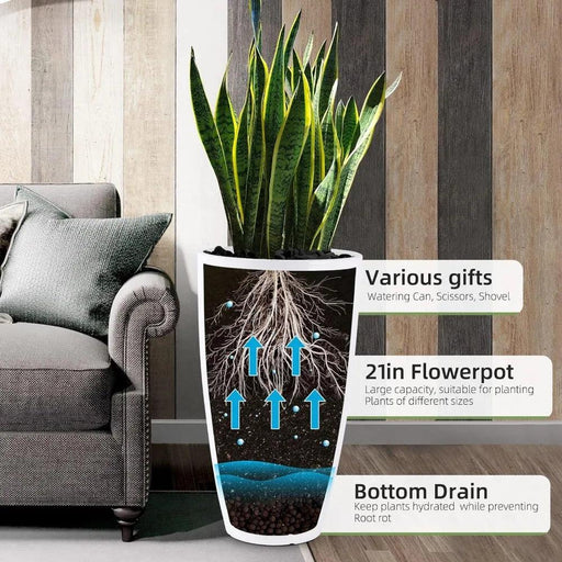 Eco-Friendly 21-Inch Tall Outdoor Planter Set - Stylish and Durable Design