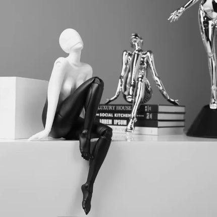 Mechanical Goddess Figurine with Chrome Finish, Futuristic Art Sculptu