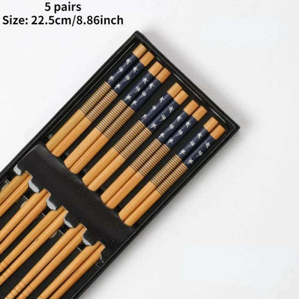 Chic Bamboo Chopstick Collection - 5 Pairs with Non-Slip Design