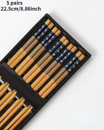 Chic Bamboo Chopstick Collection - 5 Pairs with Non-Slip Design
