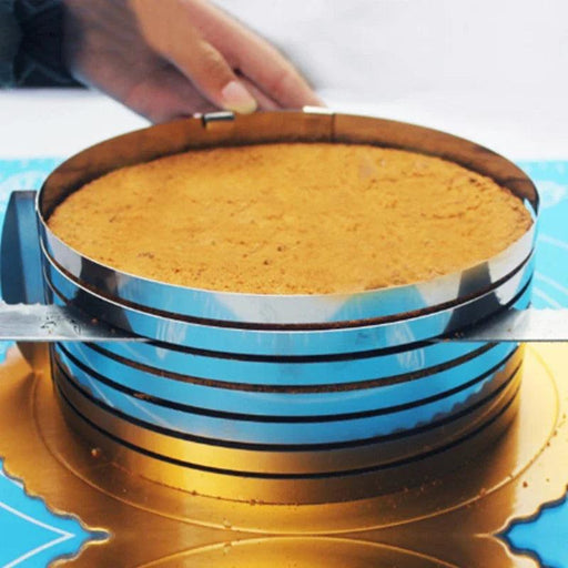 Cake Layer Slicer Mold Set - Adjustable Stainless Steel Baking Tool for Round and Square Cakes