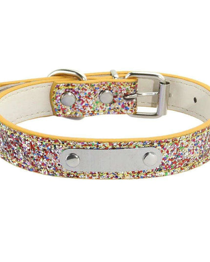 Glamorous Personalized Engraved Leather Dog Collar with Sparkling Accents