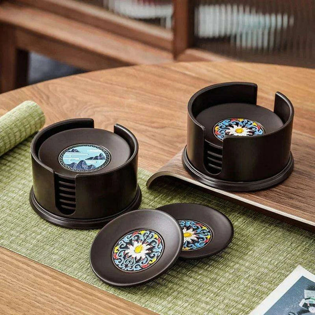 Serene Zen-Style Kung Fu Tea Coasters - Stylish Heat-Resistant Mats for Enhanced Beverage Experience