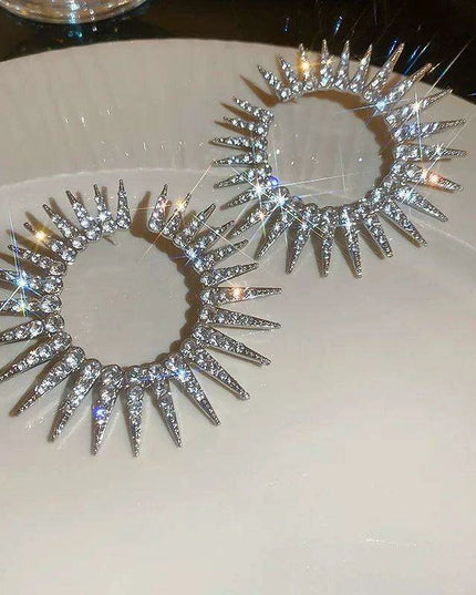 Vibrant Heart-Shaped Crystal Drop Earrings - Dazzling Rhinestone Statement Jewelry for Women with Bold Oversized Charm