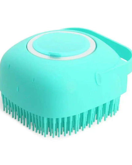 Silicone Pet Grooming Brush with Shampoo Dispenser - 2.7oz Capacity for Easy Bathing