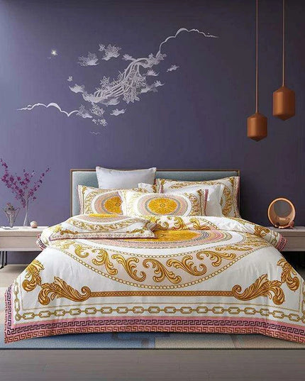 Stylish Modern Cotton Bedding Collection with Vibrant Digital Designs - Duvet Cover, Fitted Sheet & Pillowcases