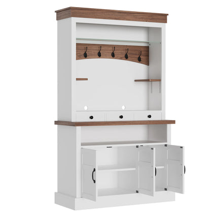 Starmall Farmhouse Bar Cabinet 72" with LED Lights & Adjustable Shelve