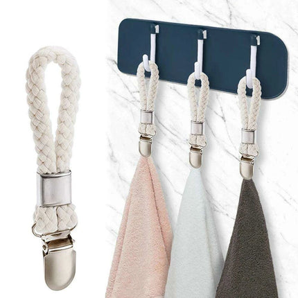 Cotton Loop Kitchen Towel Clip Hanger Set for Efficient Towel Storage and Organization